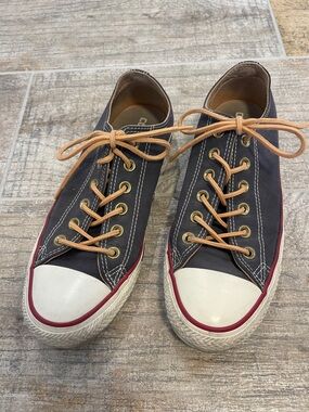 Converse All Star Unisex Low Top Sneakers Gray Tan Laces Womens 8.5 Mens 6.5
